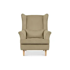 Konsimo Ohrensessel Stralis Textil 82 x 108 x 80 cm Creme mit Kissen