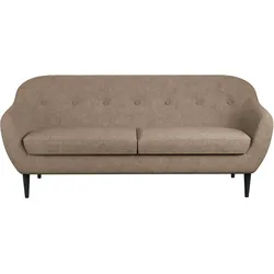 3-Sitzer HOME AFFAIRE "Roni", braun, B:191cm H:83cm T:84cm, 100% PES, Sofas, Wellenunterfederung für hohen Sitzkomfort, Massivholzfüße