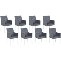 Beliani Gartenstuhl Polyester grau, weiß 8er Set