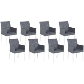 Beliani Gartenstuhl Polyester grau, weiß 8er Set