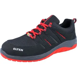 ELTEN Sicherheitsschuhe MADDOX black-red Low ESD S3, Damen und Herren, Textil, Stahlkappe, leicht, sportlich, Schwarz/Rot, Größe 42