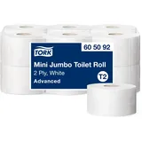 Tork Mini Jumbo Toilettenpapier Weiß T2, Advanced, 2-lagig. 12 × 160 Meter, 605092