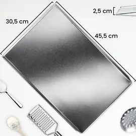 Kadax Kuchenblech aus Zinkblech, Backblech in zwei Größen, Pizzablech rechteckig für Backofen,