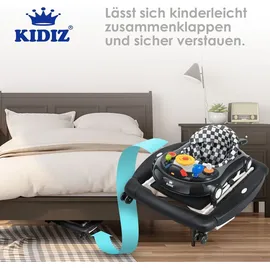 Kidiz KIDIZ® 4in1 Lauflernhilfe Babywalker Spiel- und Lauflernwagen Gehfrei - Schaukelfunktion Babywippe mit Rollen, Licht, Musik ,Spielecenter Esstisch Laufstuhl Laufhilfe babys ab 6 Monaten Klappbar