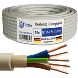 M&G Techno 10m NYM-J 5x1,5 mm2 Mantelleitung Feuchtraumkabel Elektrokabel Kupfer Made in Germany