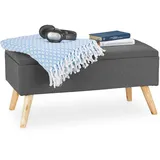 Relaxdays Relaxdays, Sitzbank mit Stauraum, gepolstert, Holzbeine, Truhenbank Stoffbezug, h x b x t: 39,5 x 79,5 x 39,5 cm,