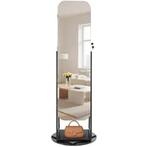 Vevor 360° drehbarer Schmuckschrank (1,6 m hoch) mit Ganzkörperspiegel mit Stauraum, Schmuckschrank-Organizer mit 2 Schlüsseln & Zubehörtaschen & Ablagefächer, Schmuckaufbewahrung