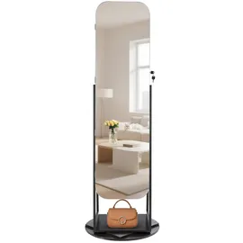 Vevor 360° drehbarer Schmuckschrank (1,6 m hoch) mit Ganzkörperspiegel mit Stauraum, Schmuckschrank-Organizer mit 2 Schlüsseln & Zubehörtaschen & Ablagefächer, Schmuckaufbewahrung