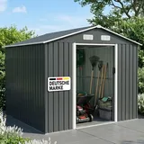 BRAST Gerätehaus Geräteschuppen Metall | TÜV geprüft | viele Größen | 163x89x180-278x323x192cm | Pultdach Satteldach | Gartenhaus mit Schiebetür | Anthrazit | wetterfest wasserdicht | 235x131x192cm
