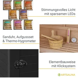 Artsauna Saunakabine Vantaa 175 mit Salzstein - Indoor Sauna für 4 Personen