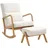 Homcom Schaukelstuhl mit Hocker Polyester 65 x 94,5 x 96 cm Cremeweiß
