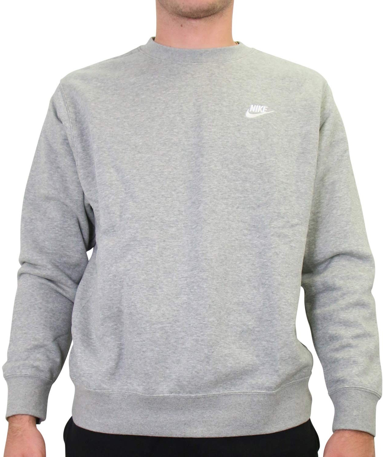 Nike Herren M NSW CLUB CRW BB 804340 Long Sleeved T-shirt, grau (dk grey heather), M