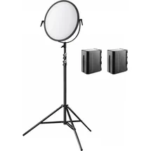 Walimex pro Soft LED 700 Round Bi Color Set 1x LED 1x 2x Akku NP-F 960 (Ringleuchte), Dauerlicht, Schwarz,