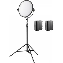 Walimex pro Soft LED 700 Round Bi Color Set 1x LED 1x 2x Akku NP-F 960 (Ringleuchte), Dauerlicht, Schwarz,