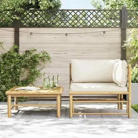 vidaXL Garten-Lounge-Set 2-tlg. cremeweiß Bambus