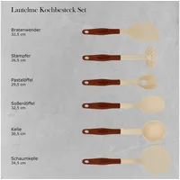 Lantelme Küchenutensilien Set 6 teilig aus hitzebeständigem Kunststoff Beige Braun