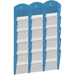 Wand-Plastikhalter für Prospekte - 3x5 A4, blau