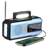 Handkurbel Solar-Outdoor-Radio mit AM/FM/WB, LED-Taschenlampe, SOS-Alarm und wiederaufladbarer 2000 mAh Batterie, Ladefunktion für Telefon