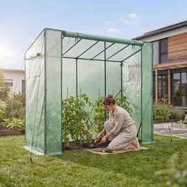 Tectake Foliengewächshaus pulverbeschichtet Grün Folie 0,10 mm 1,54 m2