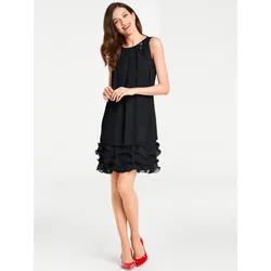 Cocktailkleid HEINE "Cocktailkleid", Damen, Gr. 42, Normalgrößen, schwarz, 100% Polyester, unifarben, kurz, Rundhals, ohne Ärmel, Kleider Partykleid