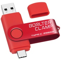 Type C USB Stick 256GB, BorlterClamp 2 in 1 OTG Speicherstick USB 3.0 Doppelanschluss USB C Flash-Laufwerk für Android Smartphone Samsung S10/S9/S8, Huawei, Tablets und Computer (Rot)