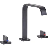 Beliani Beliani, Waschbeckenarmatur 3-Loch-Armatur Wasserhahn gerade Form Edelstahl mattes Schwarz