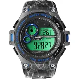 Herren Jungen Sport Taucheruhr 10 ATM Wasserdichte Schwimmuhr mit Funktionen von Stoppuhr, Chronograph, Wecker, Doppelte Zeitzonenanzeige, 12/24 Stunden Format Wählbar, Band