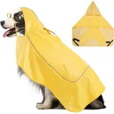 VavoPaw Schutzkragen Hunde Regenmantel Wasserdicht Reflektorstreifen Kapuze Gelb 2XL