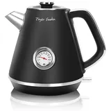 Taylor Swoden - 1,7l Retro Wasserkocher Edelstahl , Retro elektrischer Wasserkocher mit Kalkfilter, Temperaturanzeigekessel, 2200W
