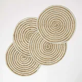 Homescapes JUTE-TISCHSET Spiral creme-natur, 4er-Set Platzsets rund geflochten, 40 cm