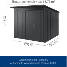 hörmann stauraumsysteme Juno Gerätehaus 2,62 x 2,62 m Anthrazitgrau