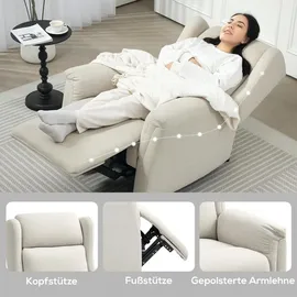 Homcom Relaxsessel Fernsehsessel mit Liegefunktion Polyester 80 x 101 x 94 cm Beige