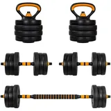 MOVIT Hantel-Set - 6in1, 20/30kg, Orange/Rot, Dumbbell Kurzhantel Langhantel Kettlebell