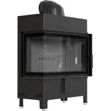 Kamineinsatz aus Stahl KRATKI LUCY links 14 kW Ø 200 schwarz Verkleidung mit Türfeder - Schwarz