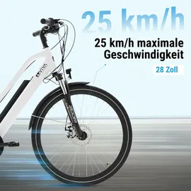 AsVIVA B15 City E-Bike 28 Zoll, B15_FBA 36V Trekkingrad Elektrofahrrad Pedelec weiß