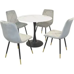 Sitzgruppe, grau, B:45cm H:85cm T:54cm, Polyester, HOFMANN LIVING AND MORE, Sitzmöbel-Sets, Esszimmer-Set Essgruppe