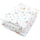 TupTam Kinder Gemusterte Bettdecken Set Ganzjahresdecke Bettdecke Kopfkissen Flachkissen 2tlg., Farbe: Lichtung/Rehe, Größe: 135x100 cm