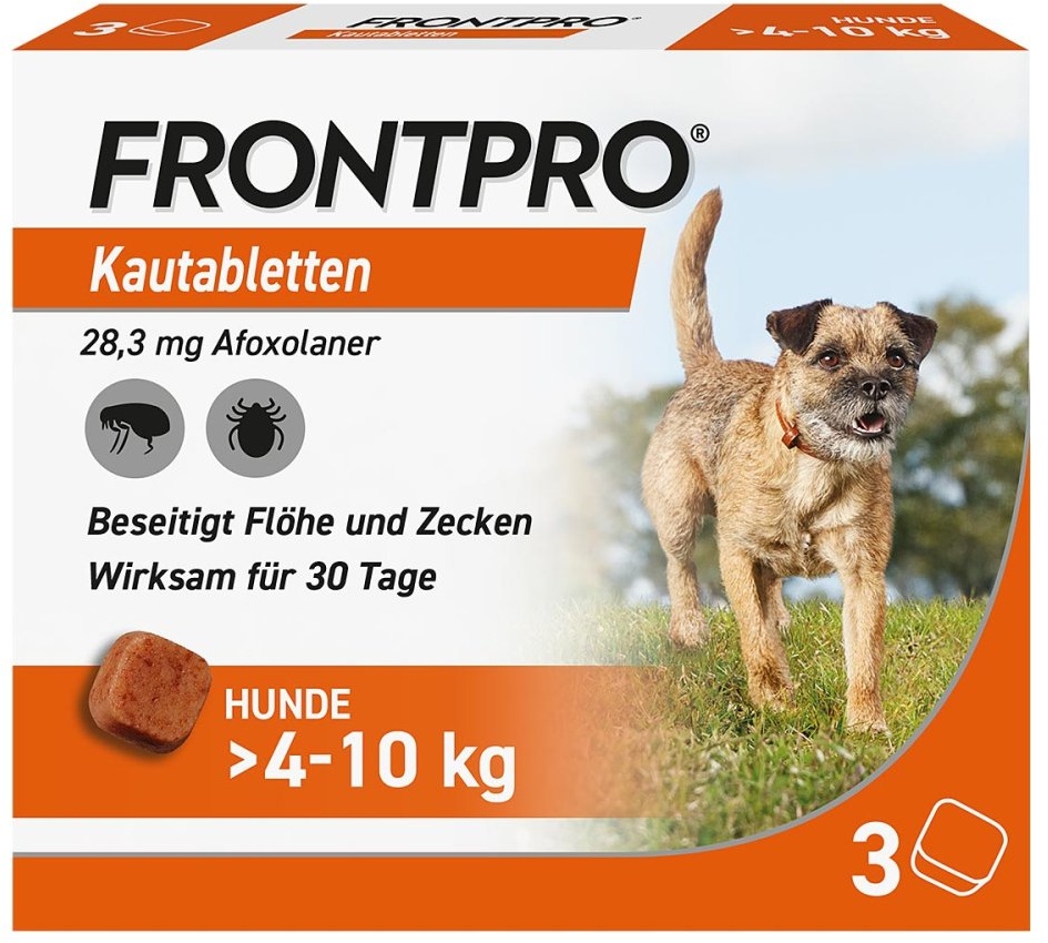 Frontpro Kautabletten gegen Zecken und Flöhe für Hunde >4-10 kg