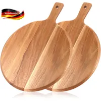 Pizzateller Set 30,5 cm rund Holzservierteller für Pizza Käse Flammkuchen