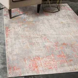 Mazovia Abstraktes Vintage Designer Teppich - Kurzflor - Weich Teppich für Wohnzimmer, Esszimmer - ÖKO-TEX Wohnzimmerteppich - Teppiche Grau Lachsfarben 160 x 220 cm