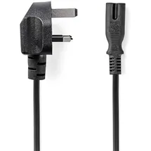 Nedis UK Stromkabel | UK Stecker | IEC-320-C7 | 2.00 m | Ja 2x 0.75 mm2 | Kupfer | Rund | Vernickelt | GB | PVC | Netzstecker: UK / Typ G | 250 V AC |