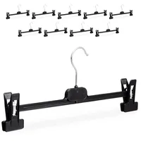 Relaxdays 20x Hosenbügel Kunststoff, Schwarz,Silber