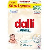 dalli Waschmittel Vollwaschmittel Sensitiv, Pulver, parfümfrei, 2,5 kg, Waschladungen 50