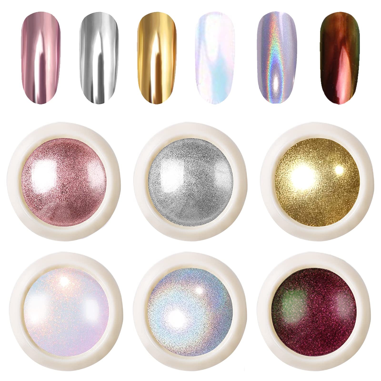 Nagelpuder Set, Pearl Powder Metallic Nail Art Pulver, Nail Chrome Glitzerpuder Pulver Mirror Powder Set,für Salon Home Nail Art DIY(05)