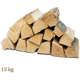 Flameup Kaminholz Brennholz Kaminholz Holz 15kg Ofen Kamin Kaminofen Grill Buche 25 cm, 15 kg beige