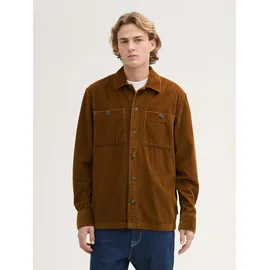Tom Tailor DENIM Herren Relaxed Cord Overshirt, braun, Uni, Gr. XXL