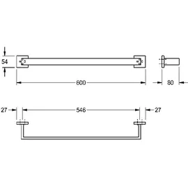 kwc aquarotter gmbh CUBUS Einzelhandtuchstange Edelstahl 600x54x80