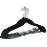 Svita 10er Set Kleiderbügel Hosenbügel mit Clips und Samt-Bezug Schwarz