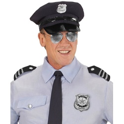 Widdmann Kostüm Polizist Accessoire-Set, Zubehör für den klassichen Cop silberfarben