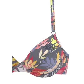 vivance by lascana Bikini-Top Damen Grau/Mehrfarbig 36 Cup C